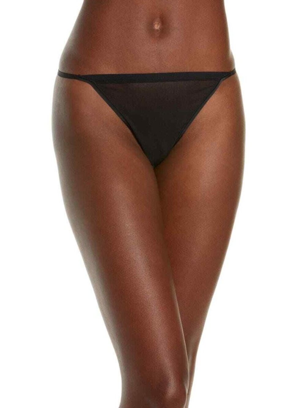 SKIMS Summer Mesh String Thong Onyx Black Size 4X Sheer Stretch Intimates NWT